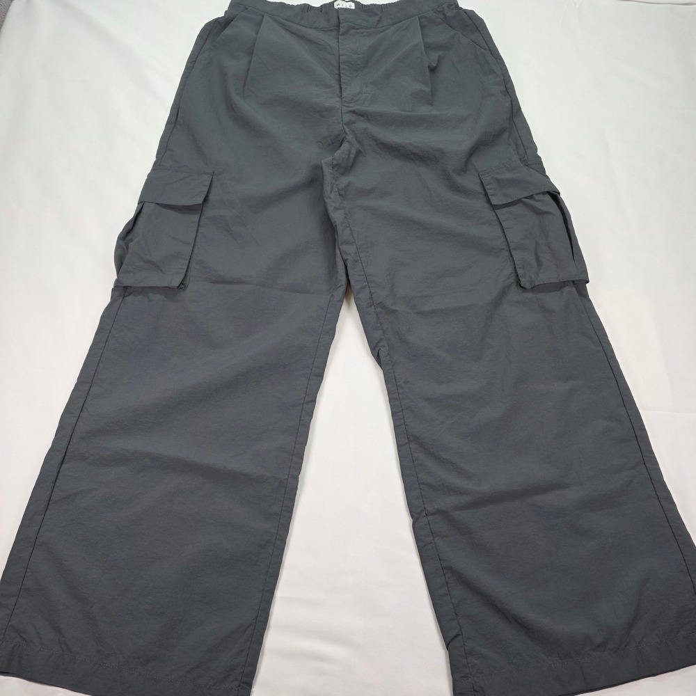 WILO The Label Womens‎ Large Charcoal Gray Wide Leg Cargo Pants High Rise NWOT